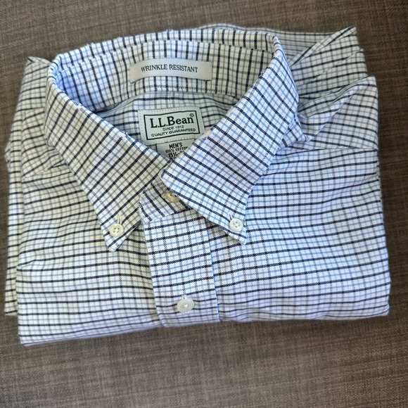 L.L. Bean Men's Blue Checkered Shirt size 15 1/2 - Picture 4 of 8